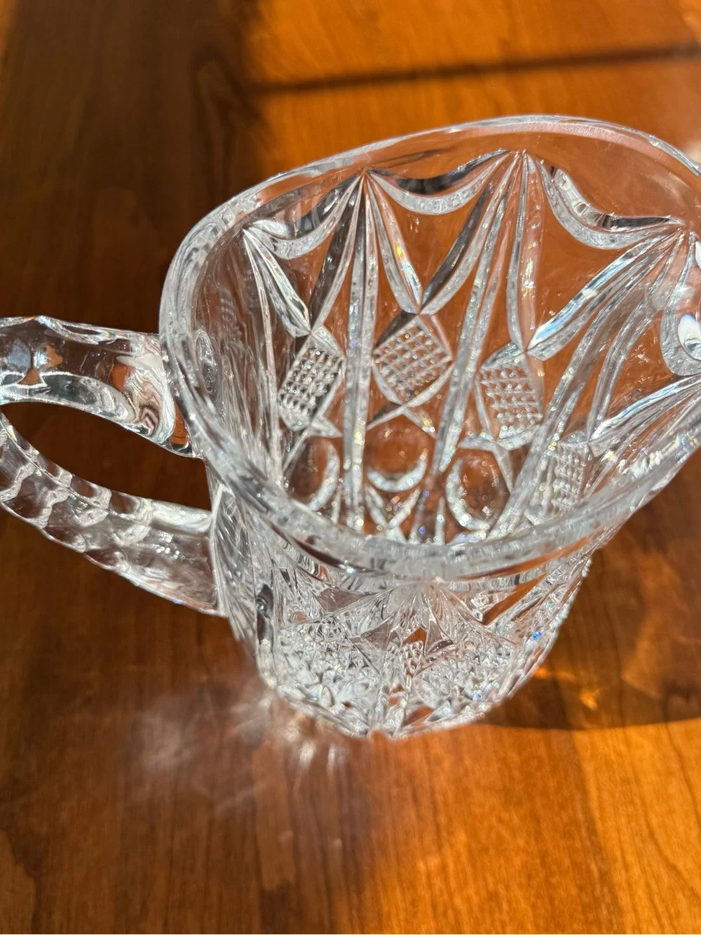 Vintage Cristina West Germany 24% Lead Crystal Pitcher - Diamond Cut